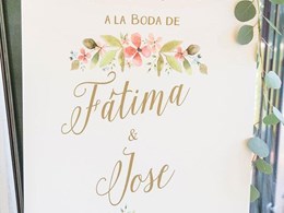 Cartel bienvenidos Fátima y Jose