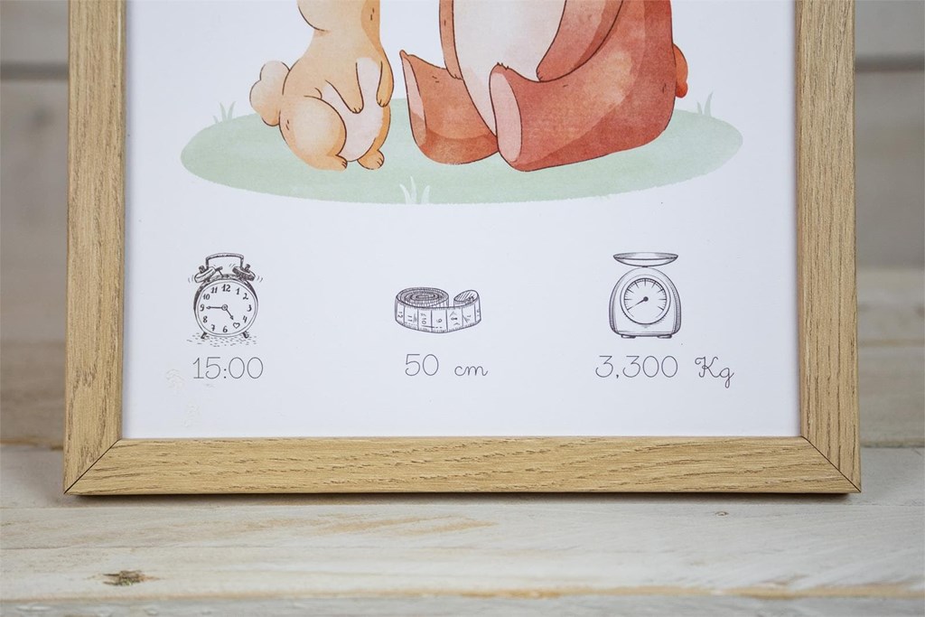Foto 2 Lámina (Incluye marco) de nacimiento Oso y Conejo